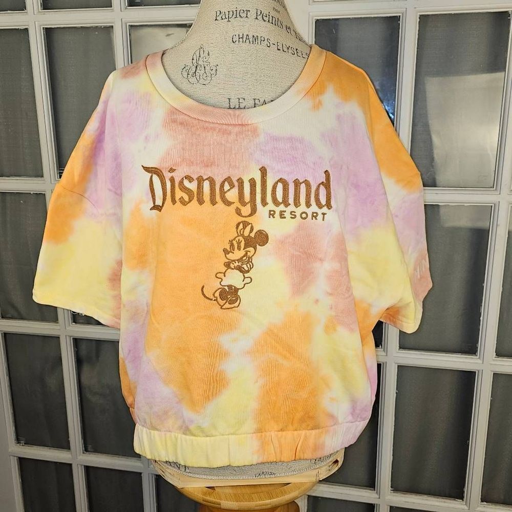 Disney Disneyland Resort Womens Tie Dye Minnie Mouse Crop Sweatshirt 1X